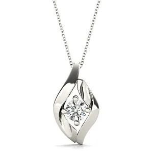 Four Prong Round Diamond Solitaire Necklace Pendant
