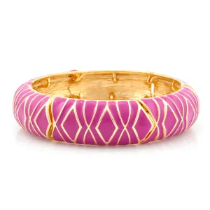 FUCHSIA ENAMEL STRETCH BRACELETS #NW41225B_GLD_FUCH (RB5)