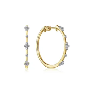Gabriel 14K Yellow Gold 20mm Round Classic Diamond Hoop Earrings, 20MM