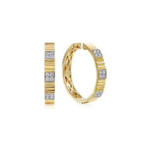 Gabriel & Co. Diamond and Ribbed Gold Hoop Earrings