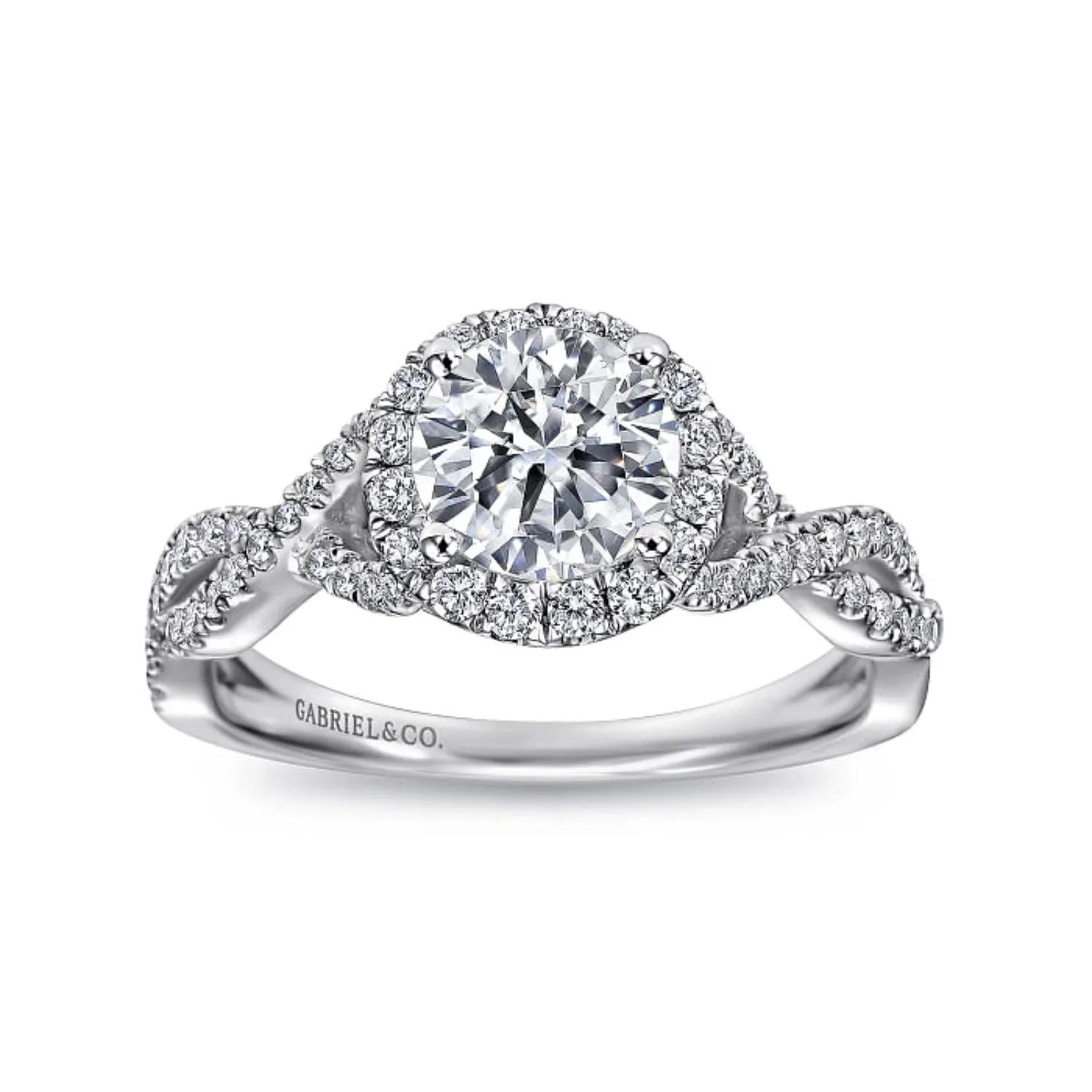 Gabriel & Co. "Marissa" Twist Diamond Halo Engagement Ring