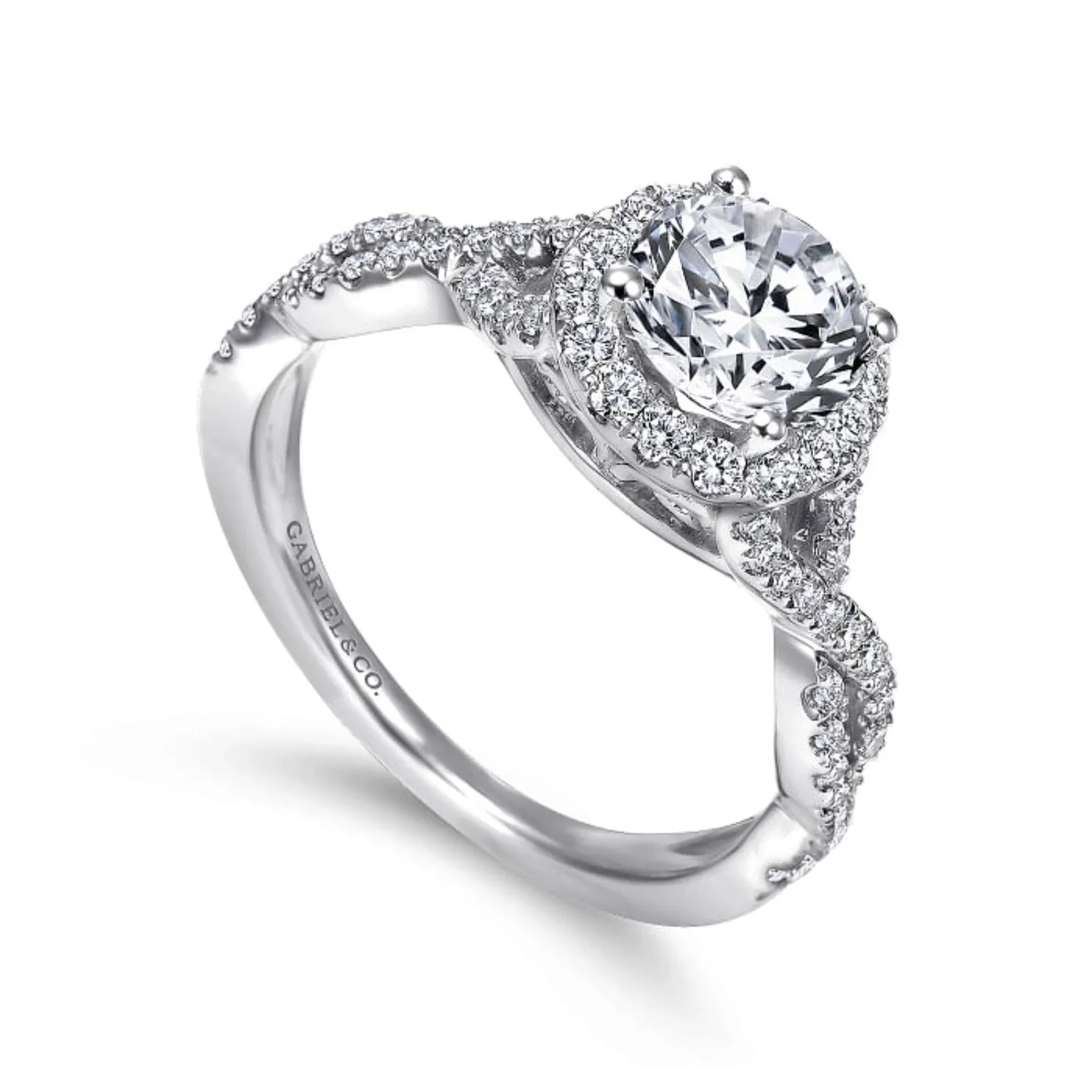Gabriel & Co. "Marissa" Twist Diamond Halo Engagement Ring