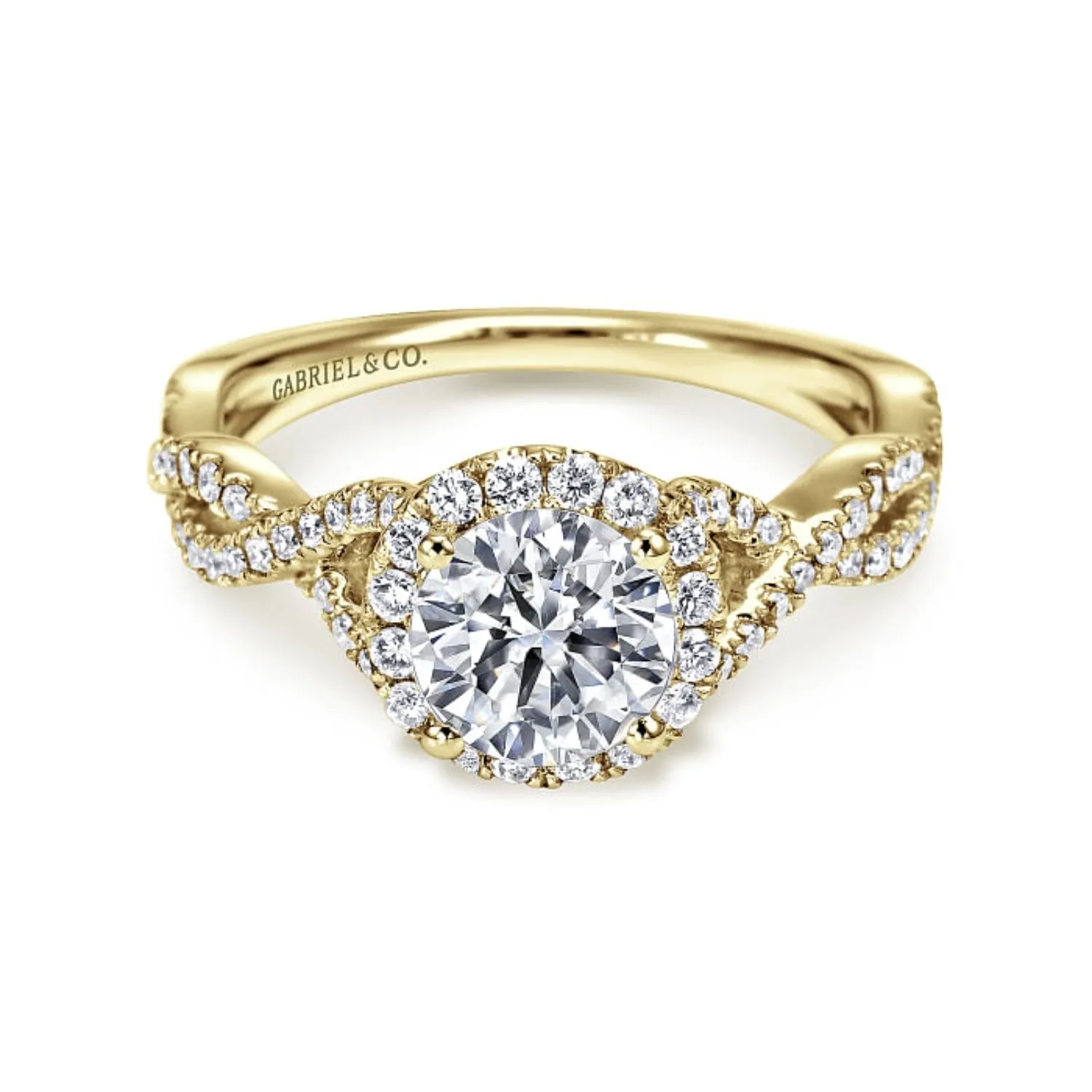 Gabriel & Co. "Marissa" Twist Diamond Halo Engagement Ring