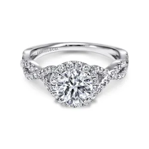 Gabriel & Co. "Marissa" Twist Diamond Halo Engagement Ring