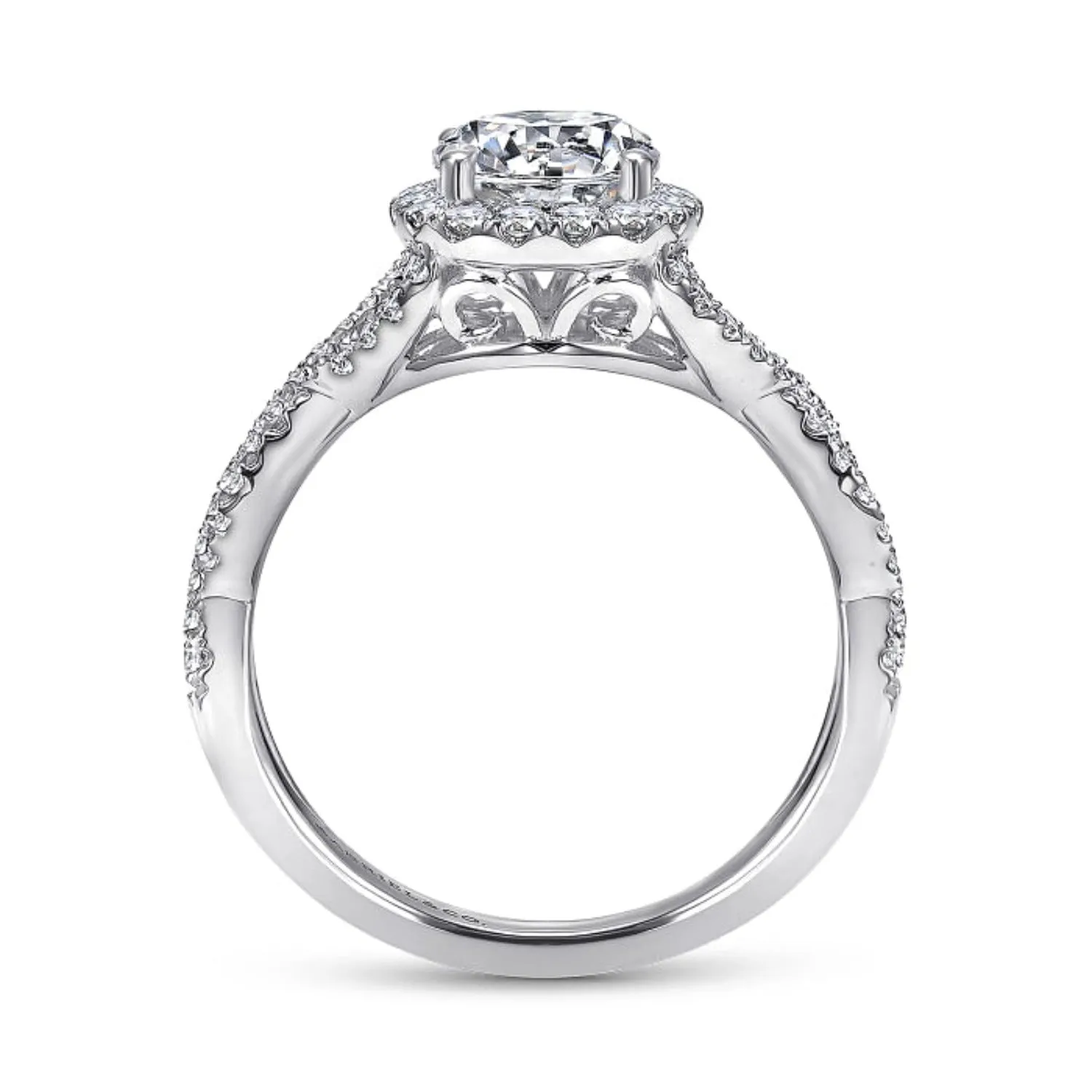 Gabriel & Co. "Marissa" Twist Diamond Halo Engagement Ring