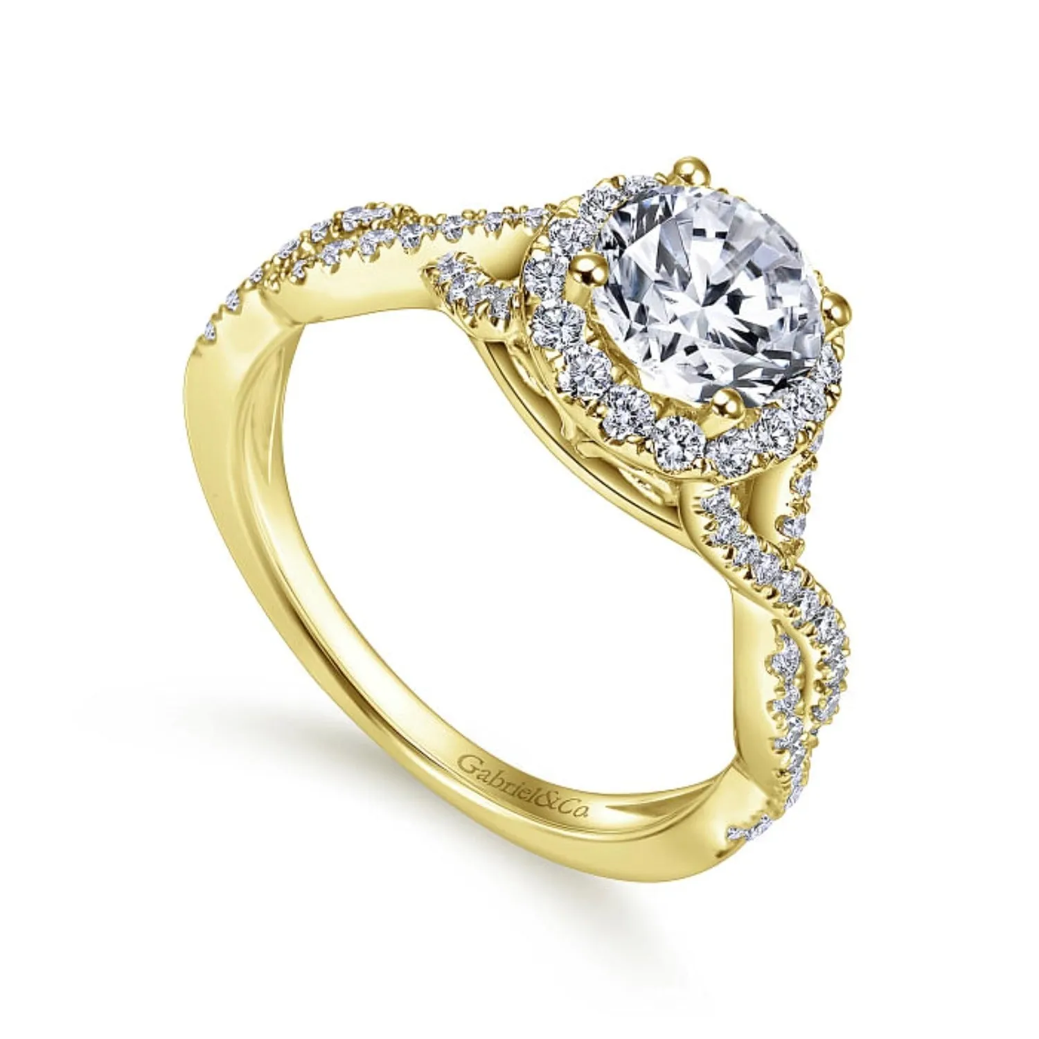 Gabriel & Co. "Marissa" Twist Diamond Halo Engagement Ring