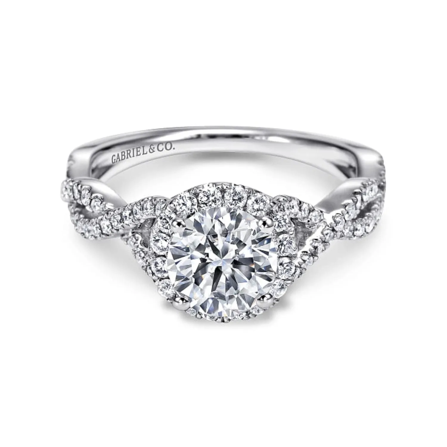 Gabriel & Co. "Marissa" Twist Diamond Halo Engagement Ring