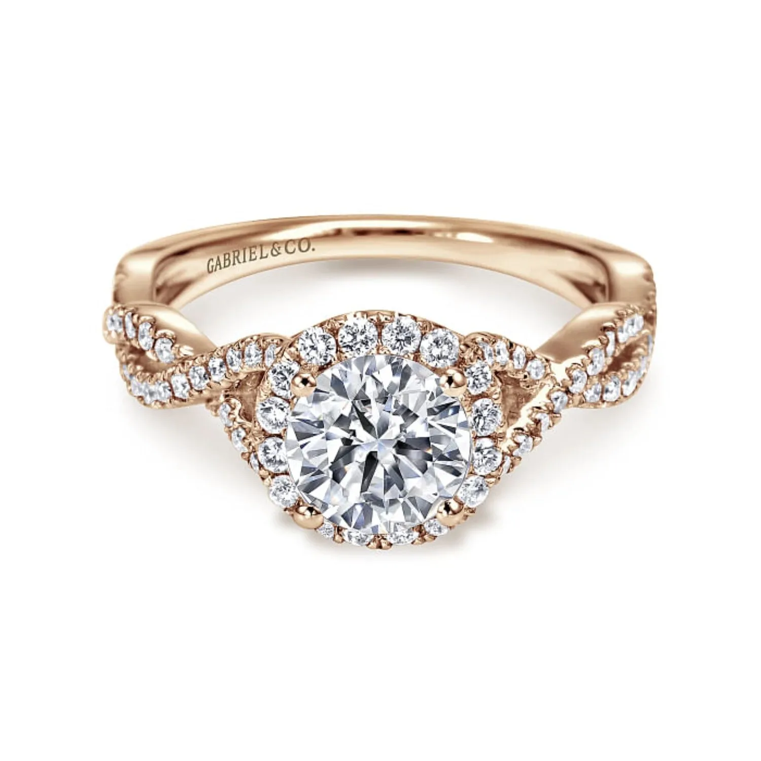 Gabriel & Co. "Marissa" Twist Diamond Halo Engagement Ring