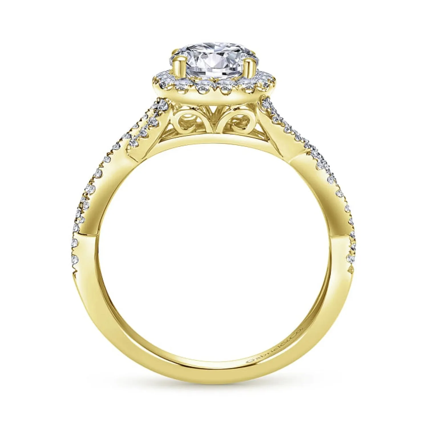 Gabriel & Co. "Marissa" Twist Diamond Halo Engagement Ring