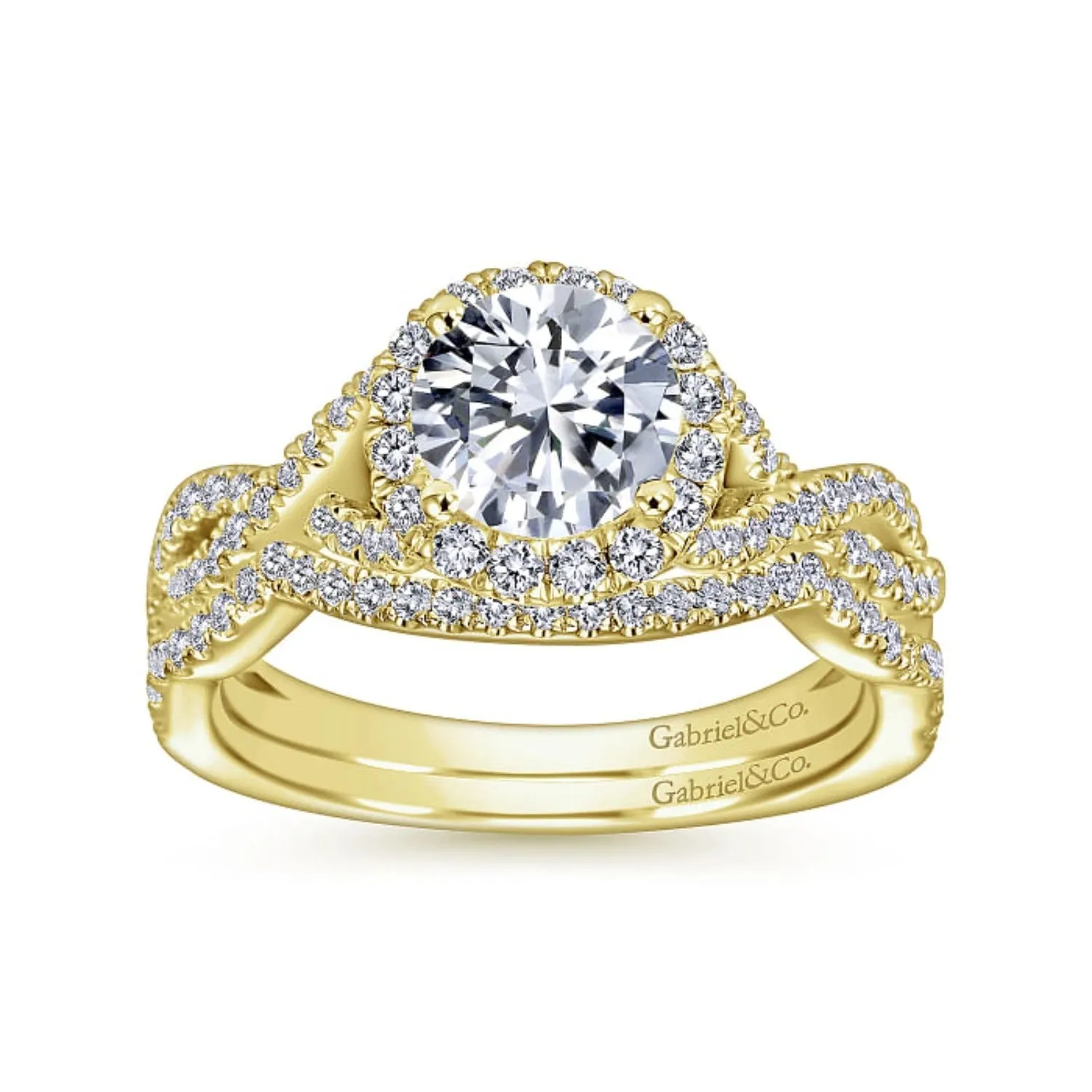 Gabriel & Co. "Marissa" Twist Diamond Halo Engagement Ring