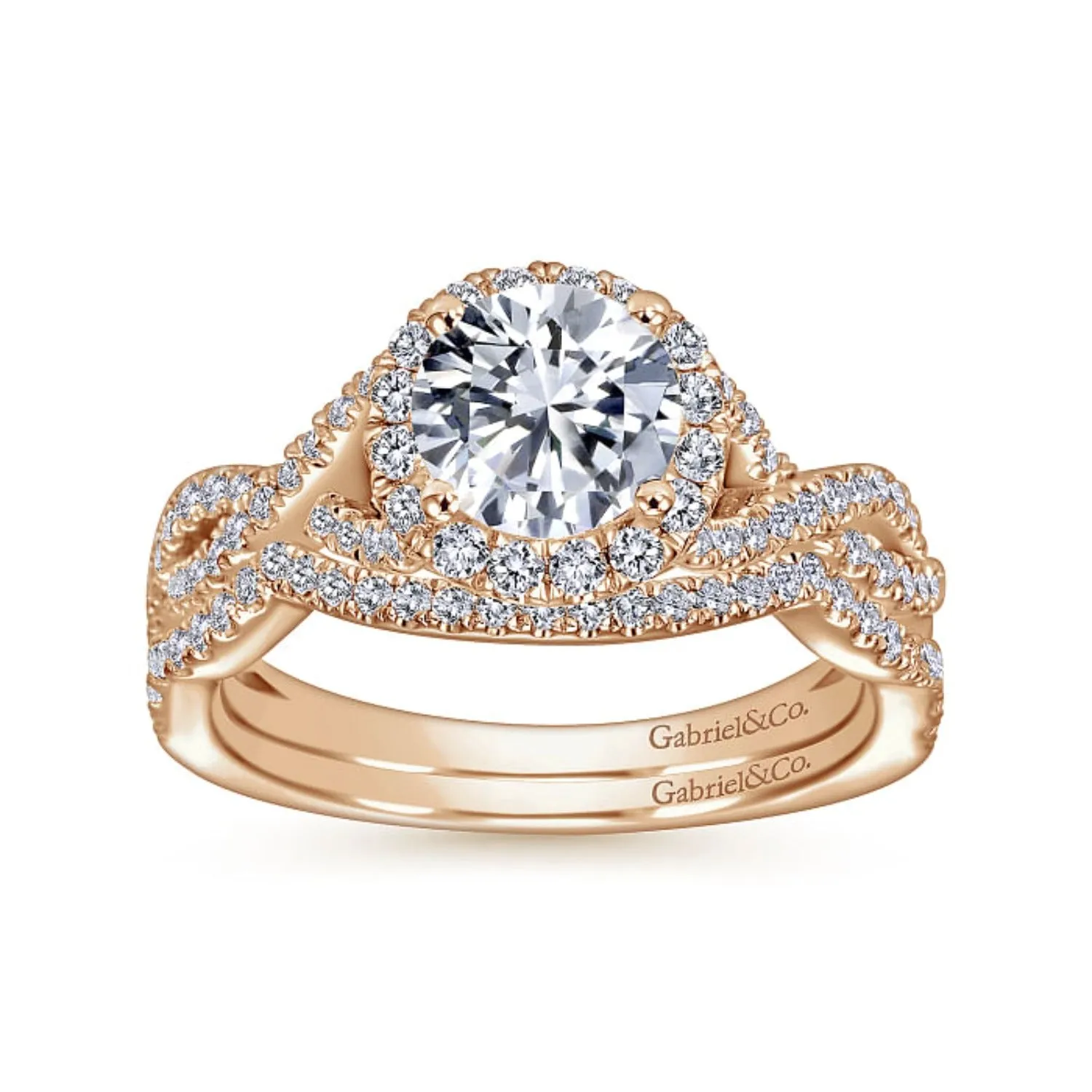 Gabriel & Co. "Marissa" Twist Diamond Halo Engagement Ring