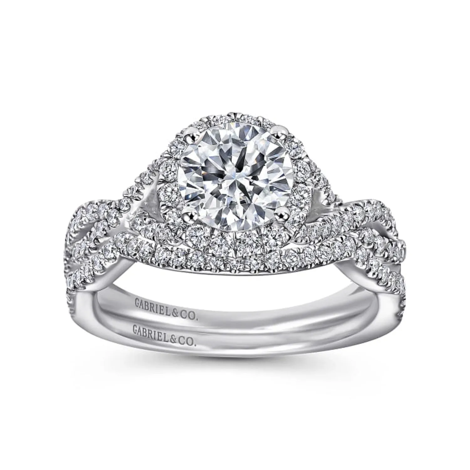 Gabriel & Co. "Marissa" Twist Diamond Halo Engagement Ring