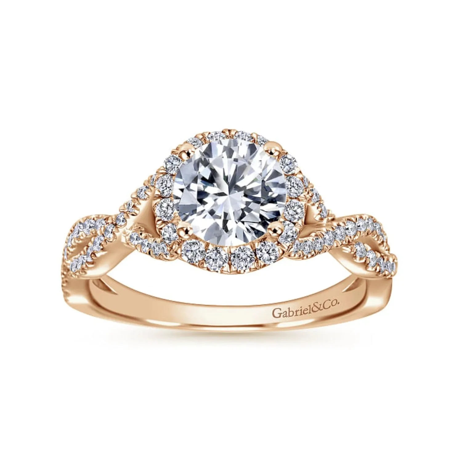 Gabriel & Co. "Marissa" Twist Diamond Halo Engagement Ring