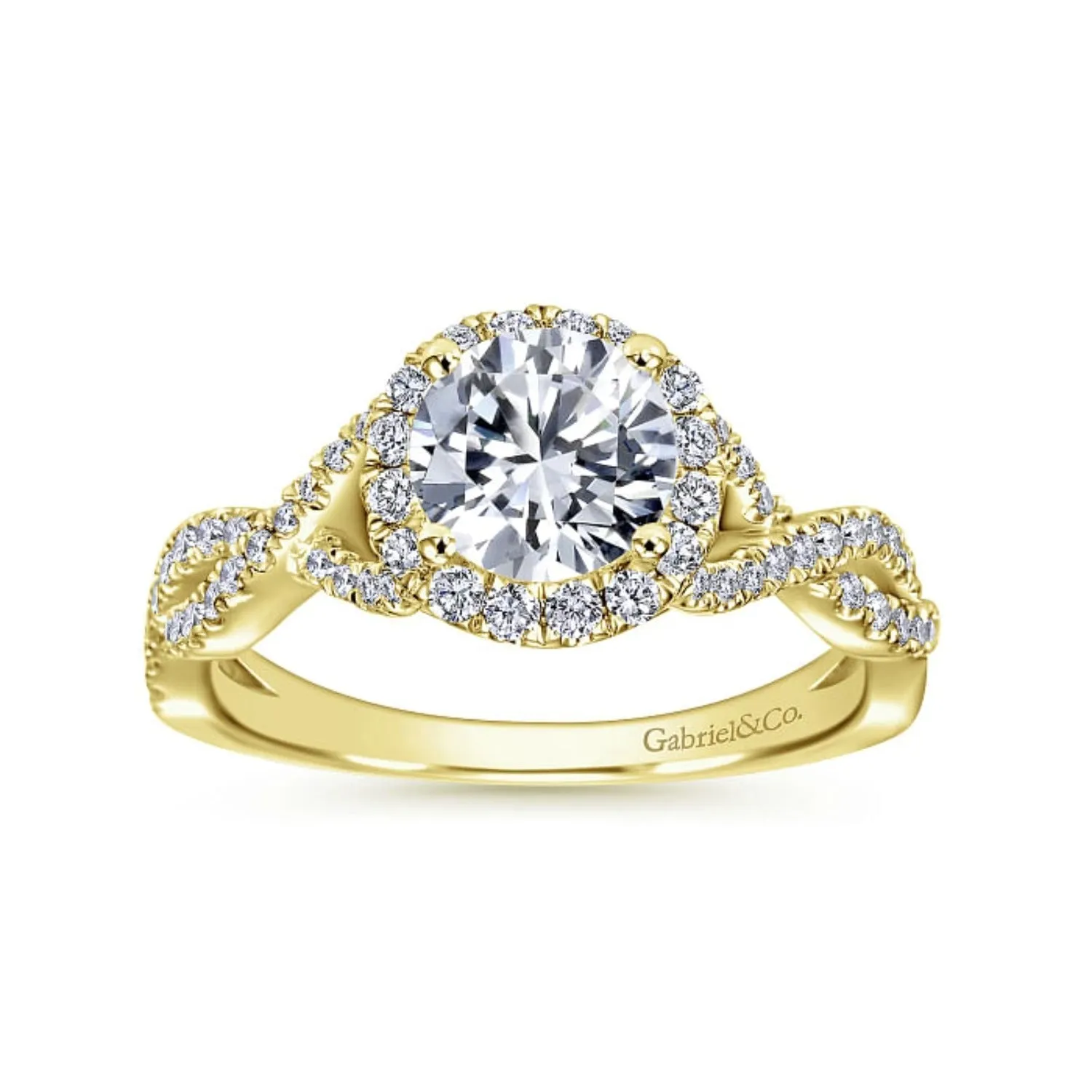 Gabriel & Co. "Marissa" Twist Diamond Halo Engagement Ring