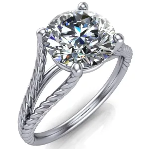 Gabriel Round Center Stone Split Band 4 Prong Engagement Ring