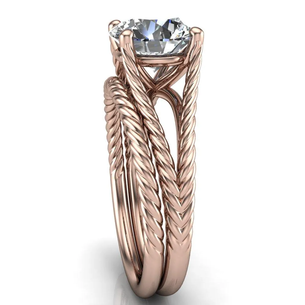 Gabriel Round Center Stone Split Band 4 Prong Engagement Ring