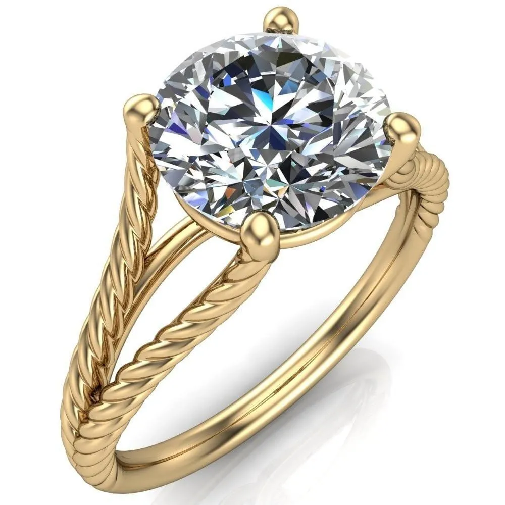 Gabriel Round Center Stone Split Band 4 Prong Engagement Ring