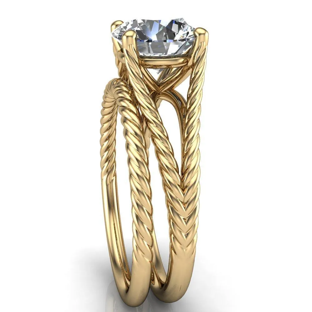 Gabriel Round Center Stone Split Band 4 Prong Engagement Ring