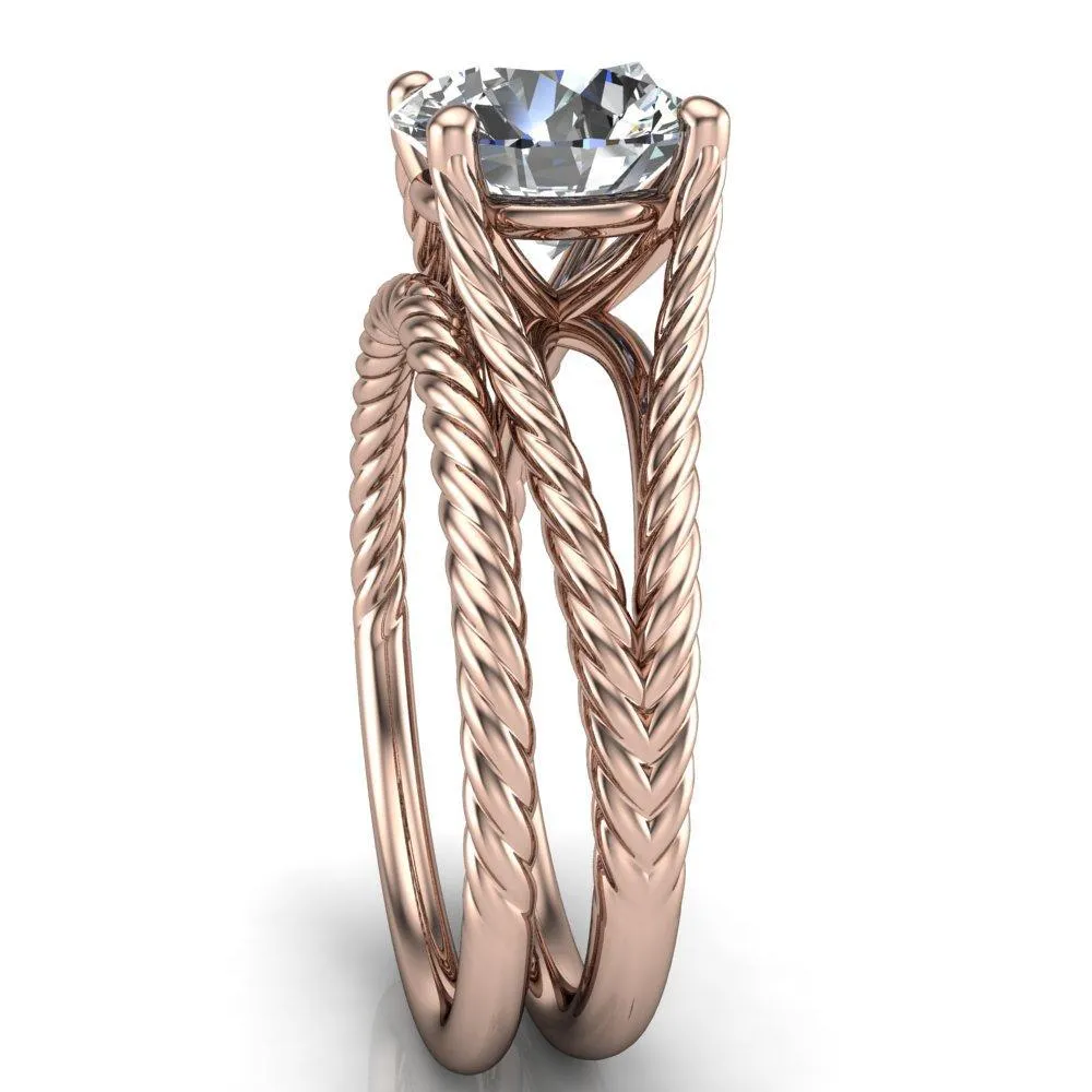 Gabriel Round Center Stone Split Band 4 Prong Engagement Ring