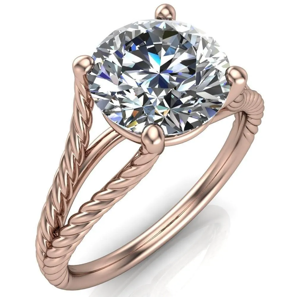 Gabriel Round Center Stone Split Band 4 Prong Engagement Ring