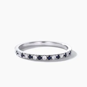Galaxy Blue Sandstone Wedding Ring Moissanite Half Eternity 2mm Stacking Band