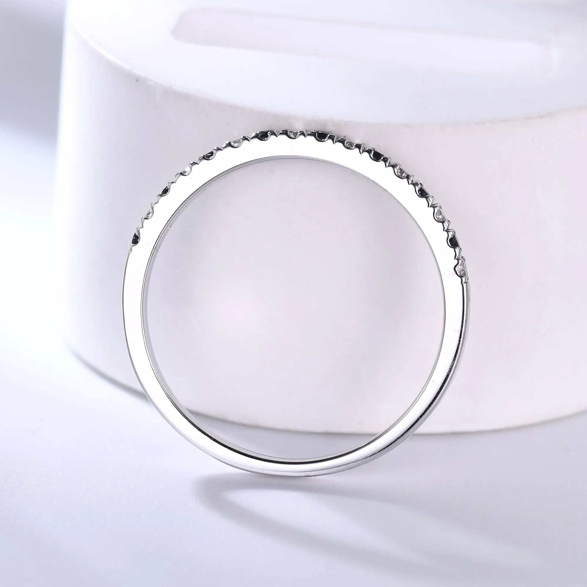 Galaxy Blue Sandstone Wedding Ring Moissanite Half Eternity 2mm Stacking Band