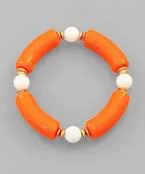 Gameday Collegiate Color Bracelets- Orange/White