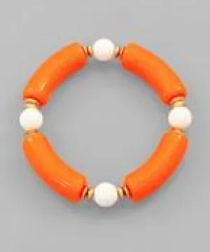 Gameday Collegiate Color Bracelets- Orange/White
