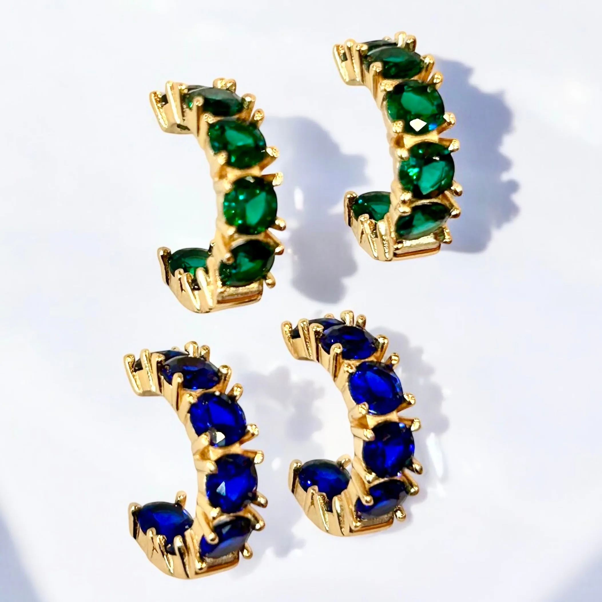 Gemstone Huggie Hoops