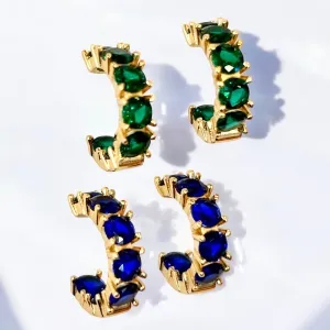 Gemstone Huggie Hoops