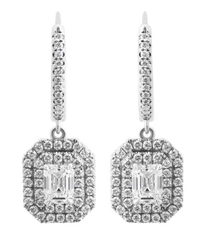 GIA Certified Diamond Earring with Emerald Cut Diamonds