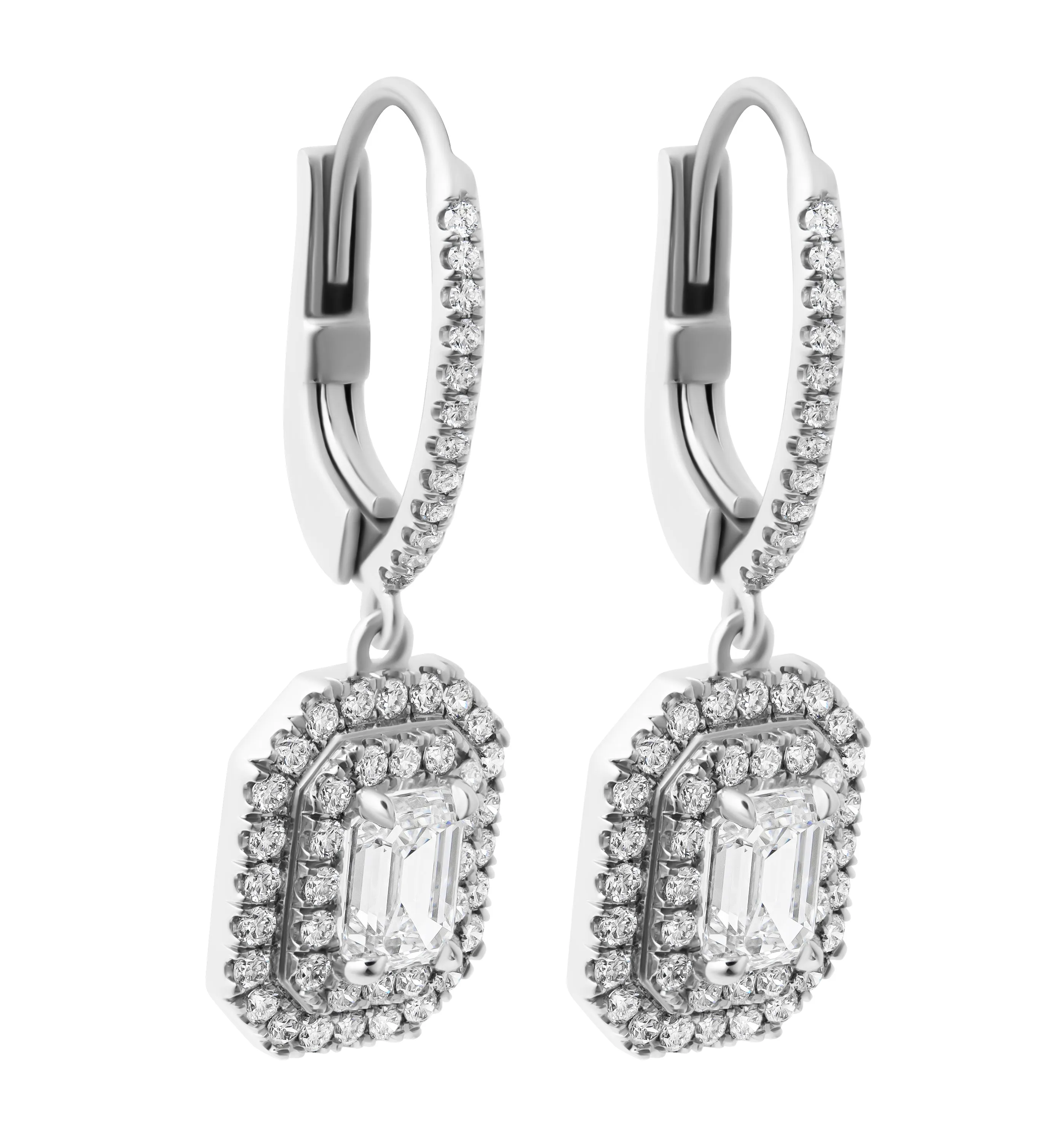 GIA Certified Diamond Earring with Emerald Cut Diamonds