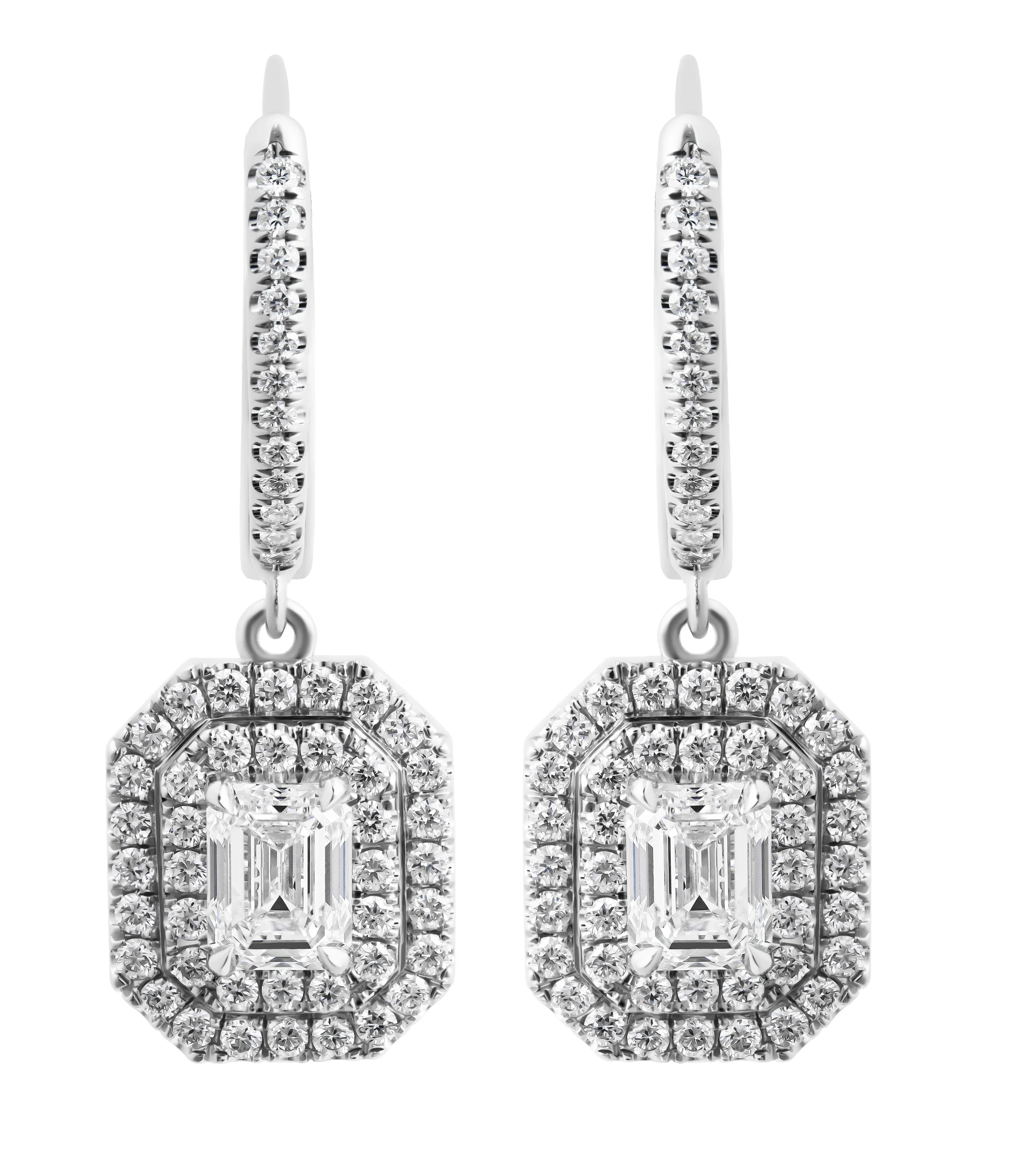 GIA Certified Diamond Earring with Emerald Cut Diamonds