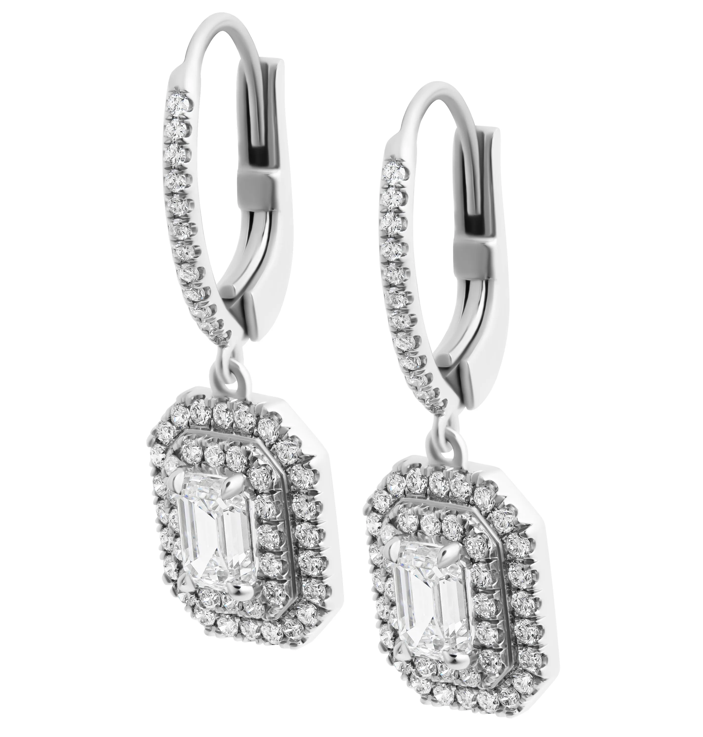 GIA Certified Diamond Earring with Emerald Cut Diamonds