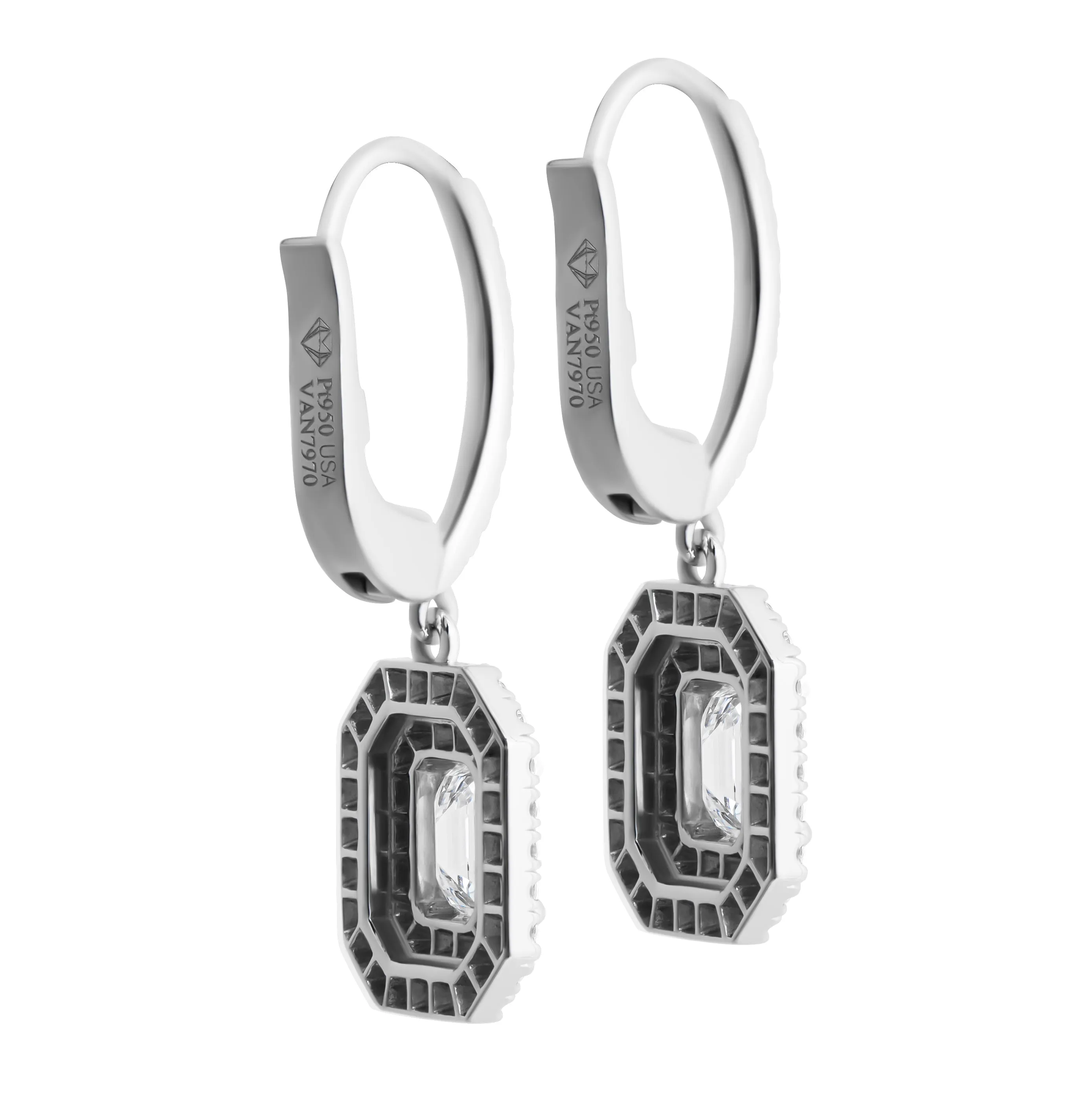 GIA Certified Diamond Earring with Emerald Cut Diamonds