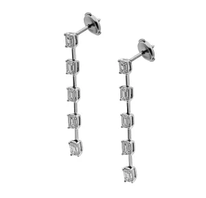 GIA Certified Linear Earrings with Emerald Cut Diamonds