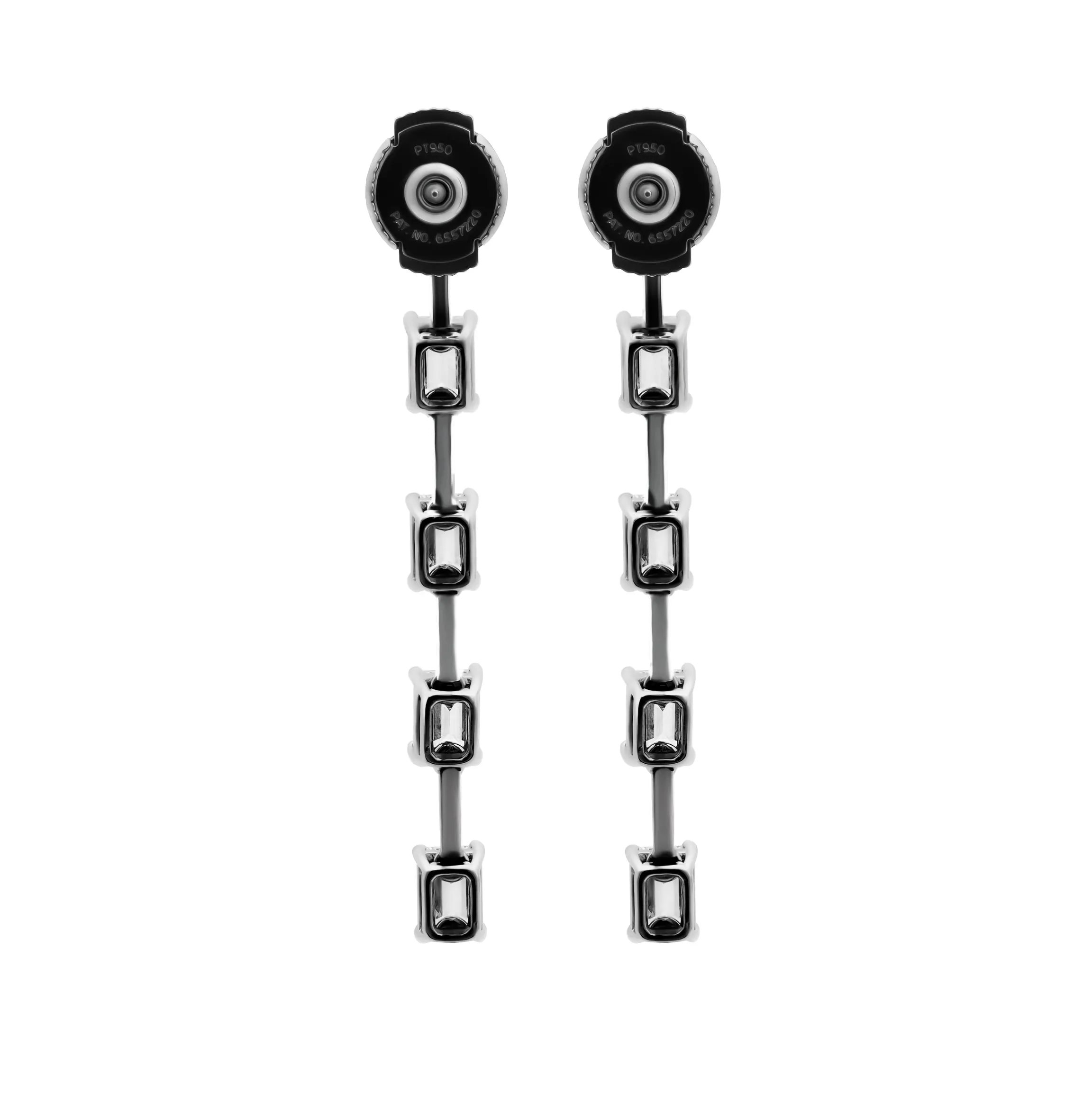 GIA Certified Linear Earrings with Emerald Cut Diamonds
