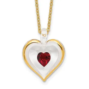 Glass Baron Birthstone Gold Trim Heart Necklaces