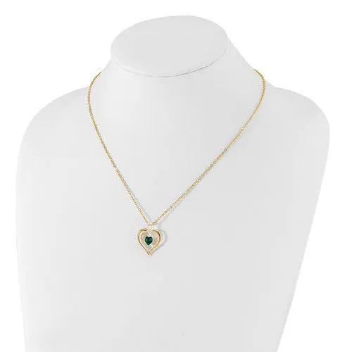 Glass Baron Birthstone Gold Trim Heart Necklaces