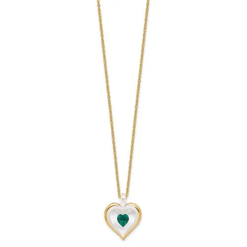 Glass Baron Birthstone Gold Trim Heart Necklaces