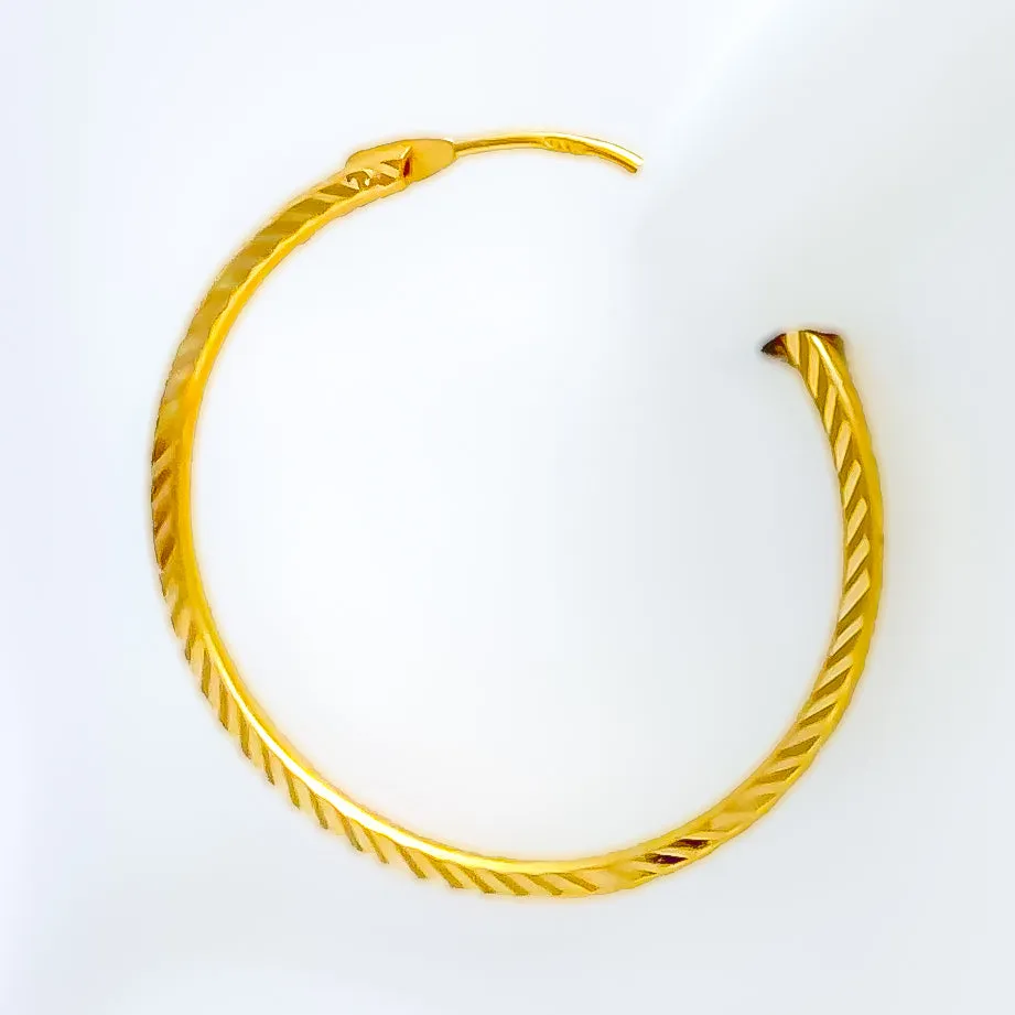 Glimmering Sophisticated 22k Gold Large Hoop Earrings