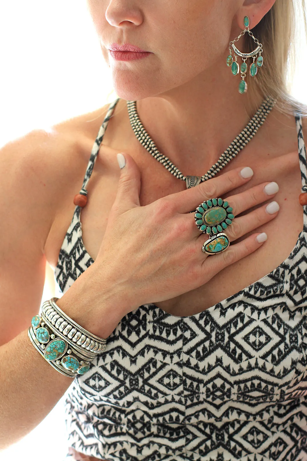 Gloria Begay Turquoise Navajo Cluster Ring (size 8 ¼)