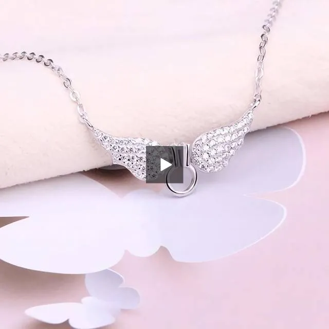 Glorious Angel Wings Pendant Necklaces 100% 925 Sterling Silver