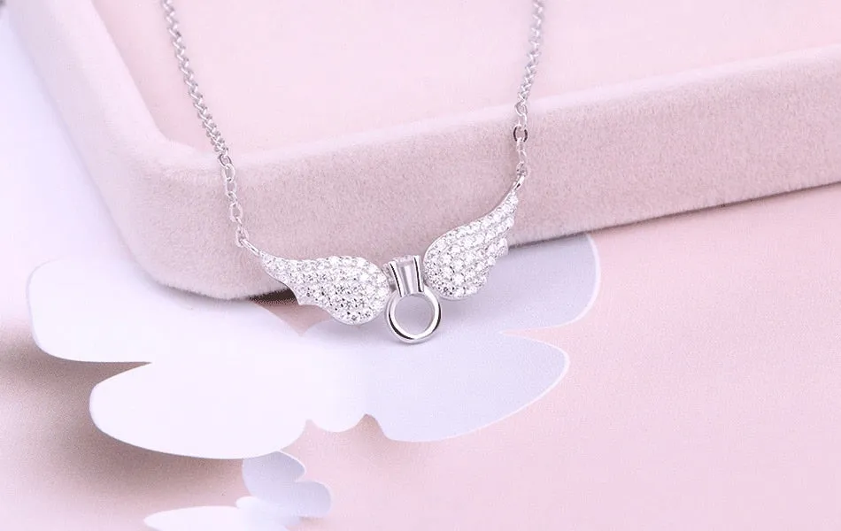 Glorious Angel Wings Pendant Necklaces 100% 925 Sterling Silver