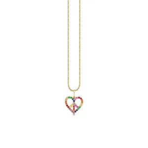 Gold & Rainbow Small Peace Heart Charm