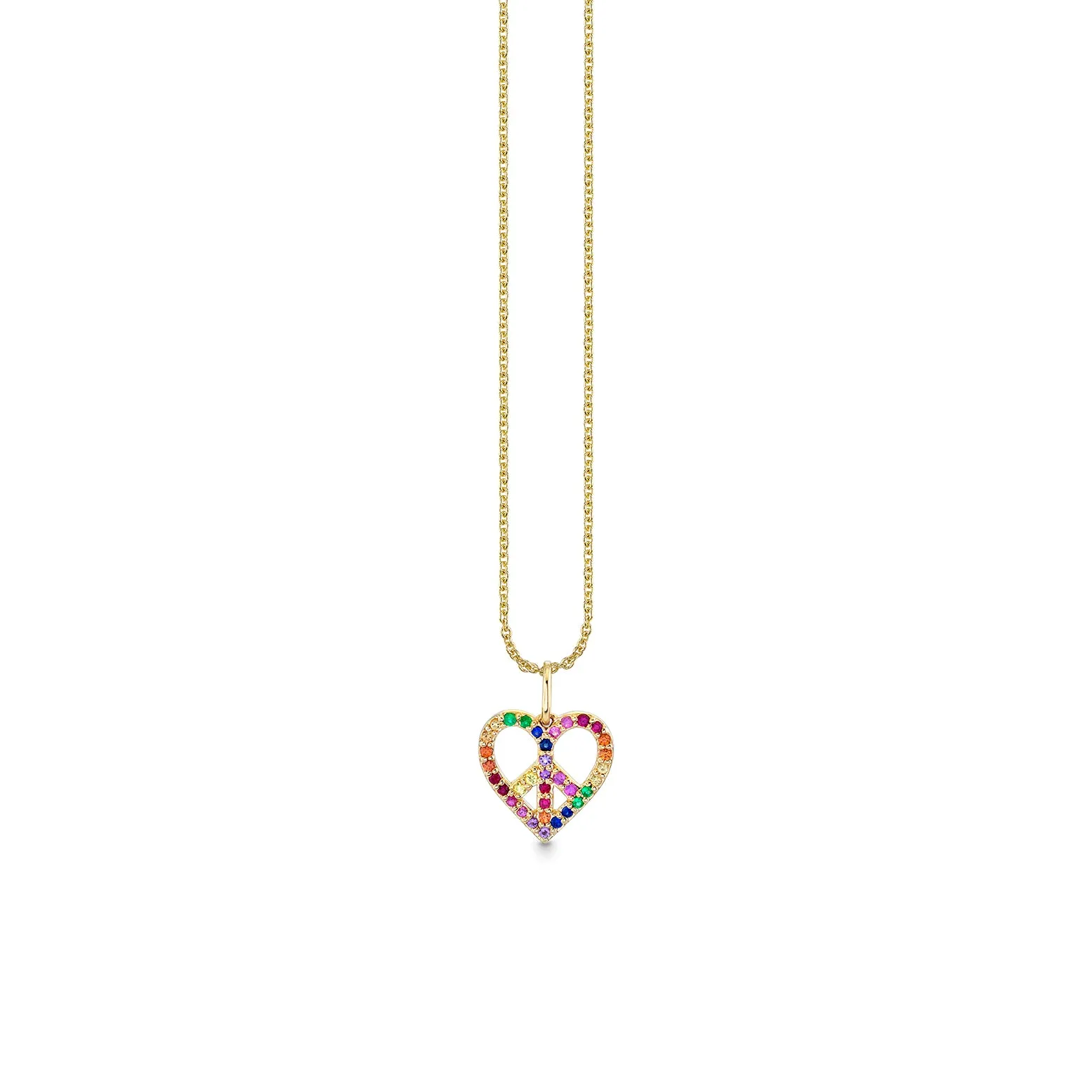 Gold & Rainbow Small Peace Heart Charm