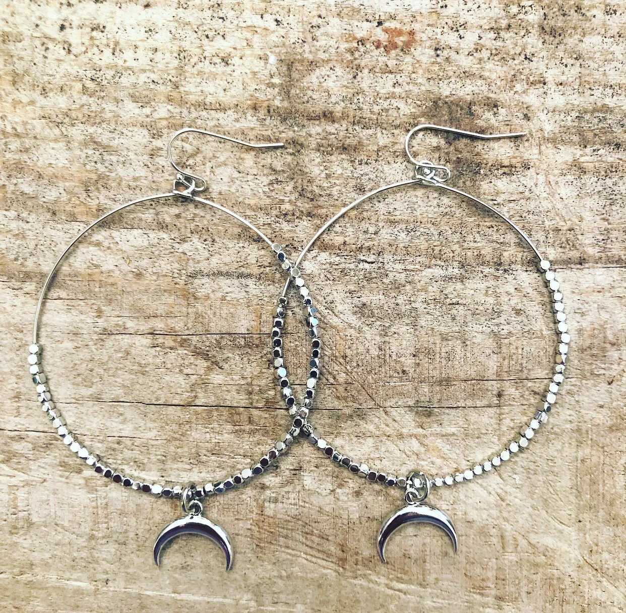 Gold & Silver Moon Hoops