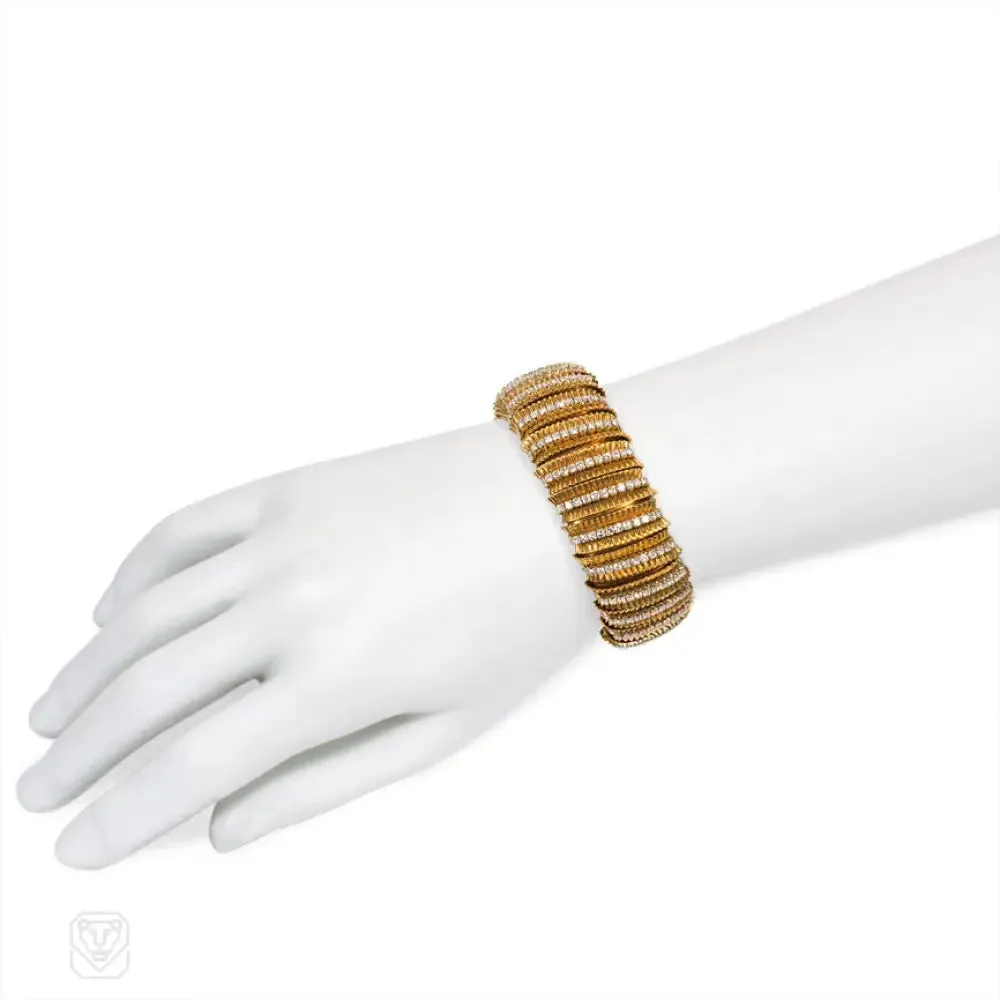 Gold and diamond ribbed bracelet, Faraone