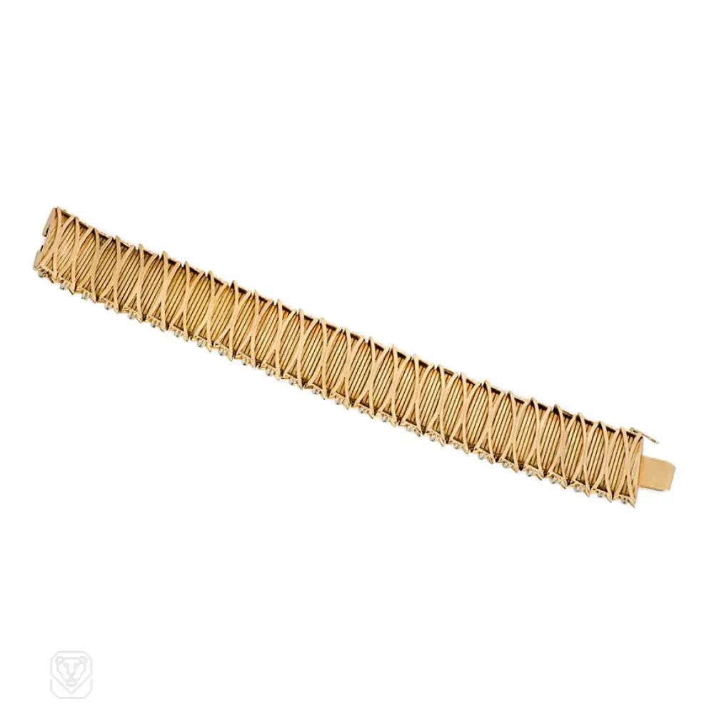 Gold and diamond ribbed bracelet, Faraone