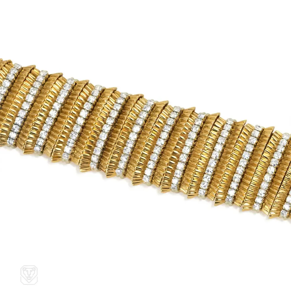 Gold and diamond ribbed bracelet, Faraone